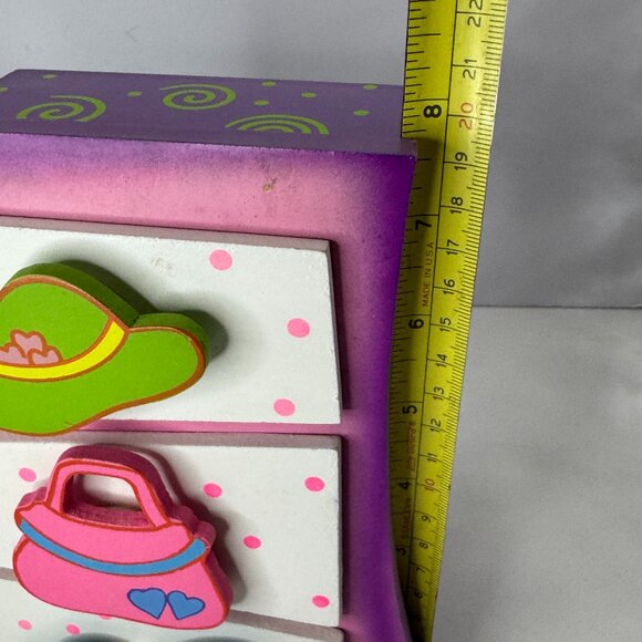 Novelty Girl Jewelry Trinket Box 3 Drawers Multicoloured Whimsical Wood 8 inches - Picture 8 of 9
